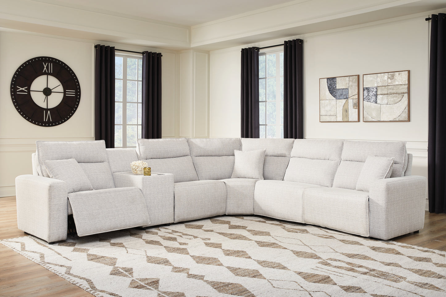 Cape Furniture Outlet - Ashley Furniture - ModMax II Sectional - 6-Piece Reclining Sectional with Console / Stone - 65907S36