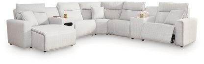 Cape Furniture Outlet - Ashley Furniture - ModMax II Sectional - 7-Piece Power Reclining Sectional with Chaise and Audio Console / Stone - 65907S43