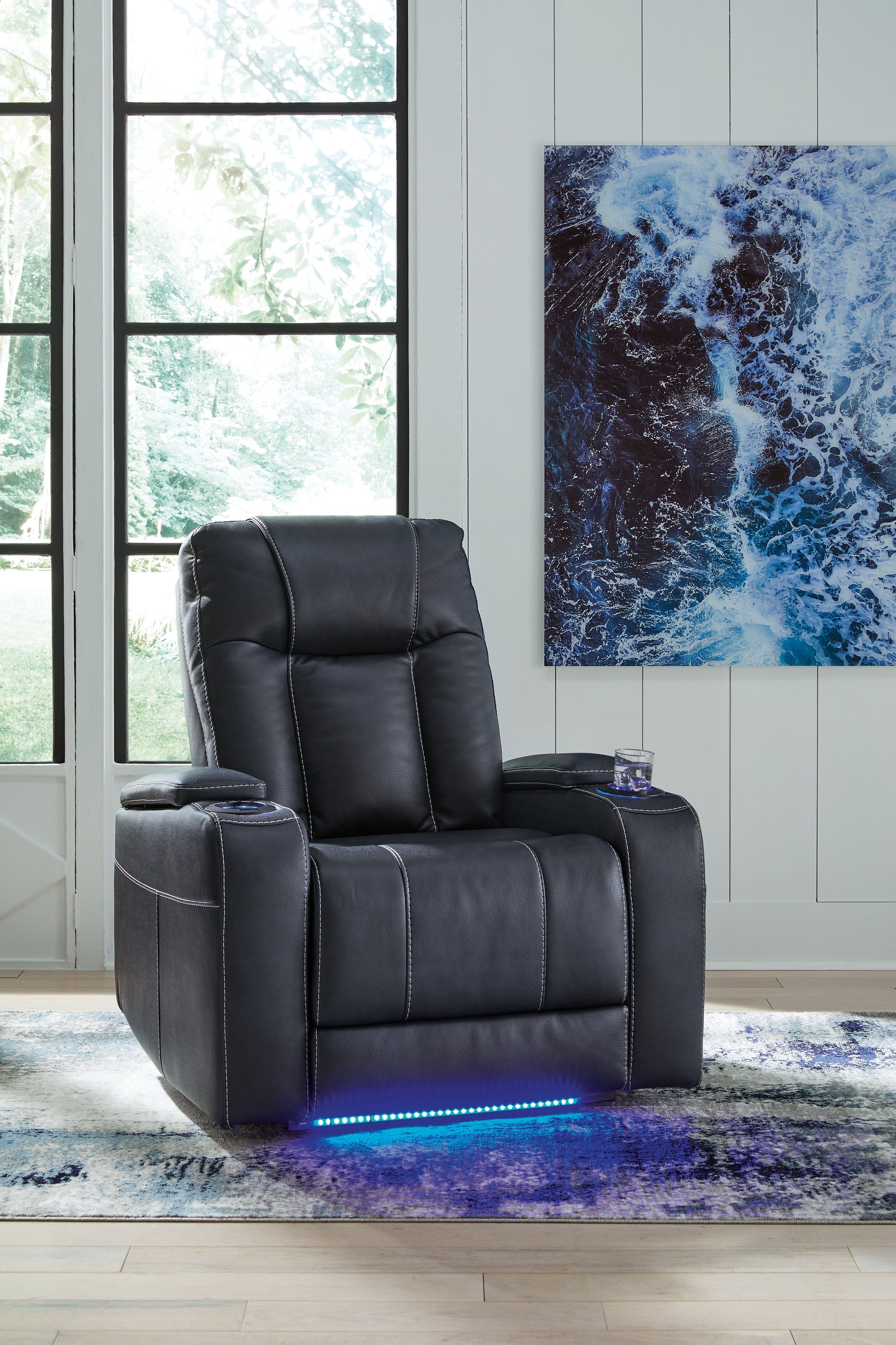 Cape Furniture Outlet - Ashley Furniture - Feazada Living Room - PWR Recliner/ADJ Headrest / Sapphire - 6620613