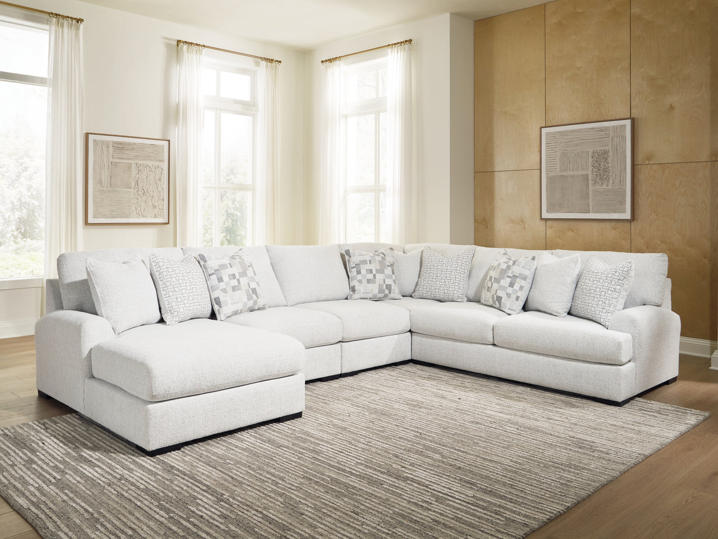 Cape Furniture Outlet - Ashley Furniture - Misty-Lakes Sectional - 5-Piece Sectional with Chaise / Chalk - PC66906S12