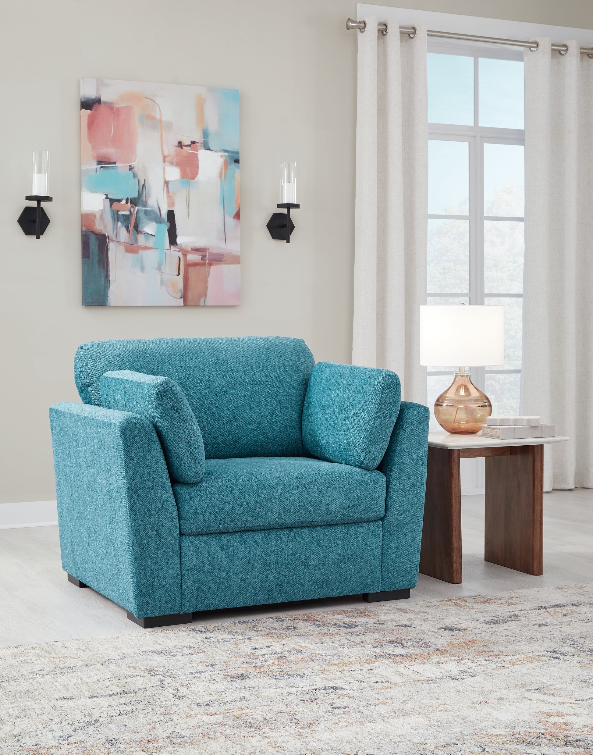 Cape Furniture Outlet - Ashley Furniture - Keerwick Living Room - Chair and a Half / Teal - 6750723