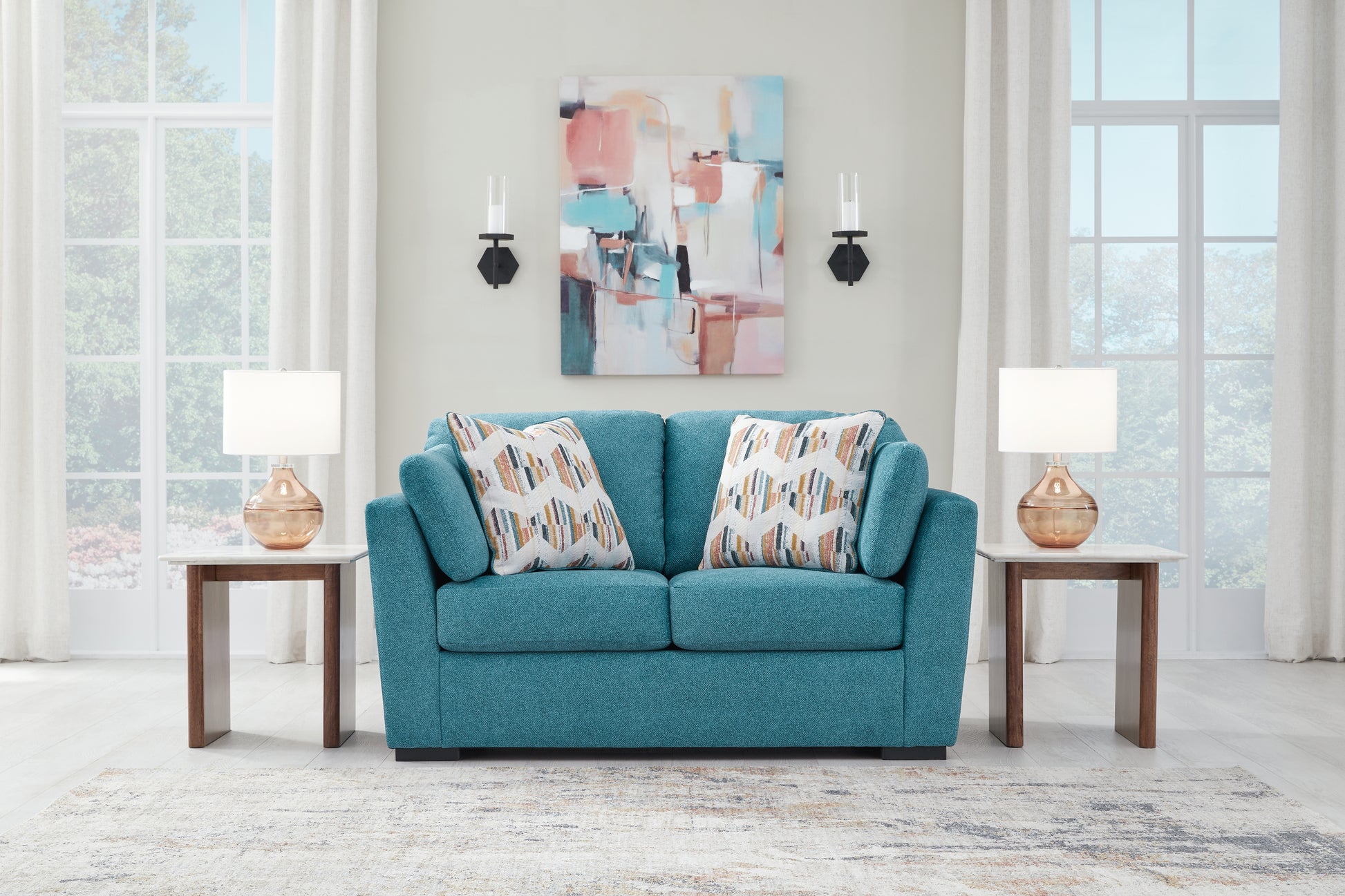 Cape Furniture Outlet - Ashley Furniture - Keerwick Living Room - Loveseat / Teal - 6750735