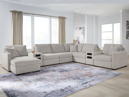 Cape Furniture Outlet - Ashley Furniture - ModMax Luxe Sectional - RAF 8-Piece Sectional with Chaise and Audio Consoles / Flint - 68605S41