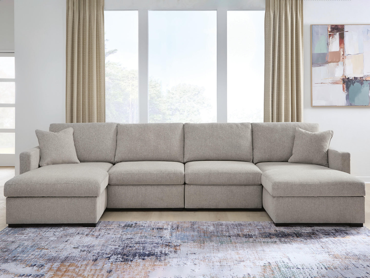 Cape Furniture Outlet - Ashley Furniture - ModMax Luxe Sectional - RAF 4-Piece Double Chaise Sectional / Flint - 68605S16
