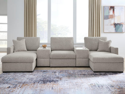 Cape Furniture Outlet - Ashley Furniture - ModMax Luxe Sectional - RAF 5-Piece Double Chaise Sectional with Storage Consoles / Flint - 68605S38