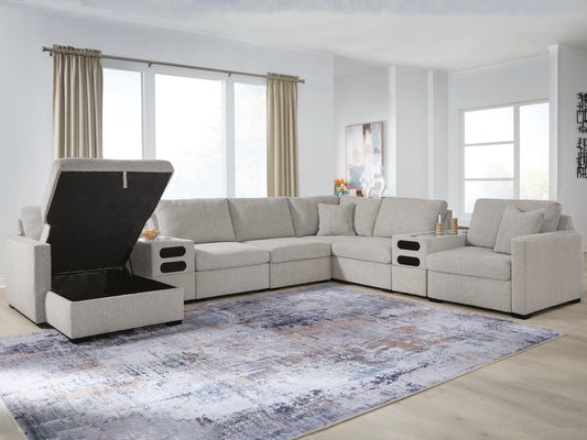 Cape Furniture Outlet - Ashley Furniture - ModMax Luxe Sectional - RAF 8-Piece Sectional with Storage Chaise and Audio Consoles - 68605S79