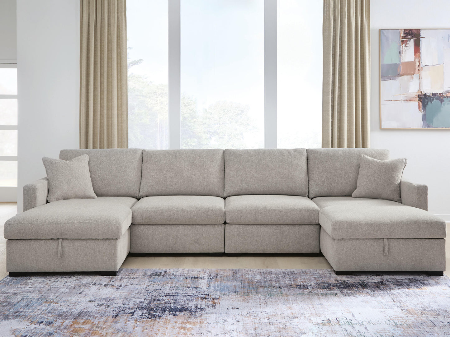 Cape Furniture Outlet - Ashley Furniture - ModMax Luxe Sectional - RAF 4-Piece Double Storage Chaise Sectional / Flint - 68605S62
