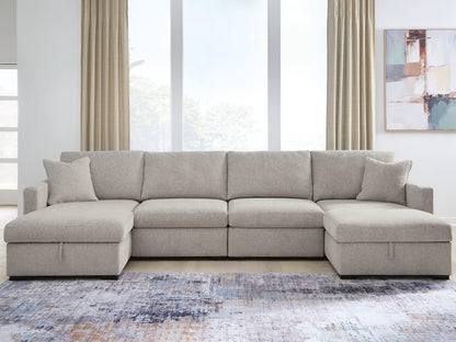 Cape Furniture Outlet - Ashley Furniture - ModMax Luxe Sectional - RAF 4-Piece Double Storage Chaise Sectional / Flint - 68605S62
