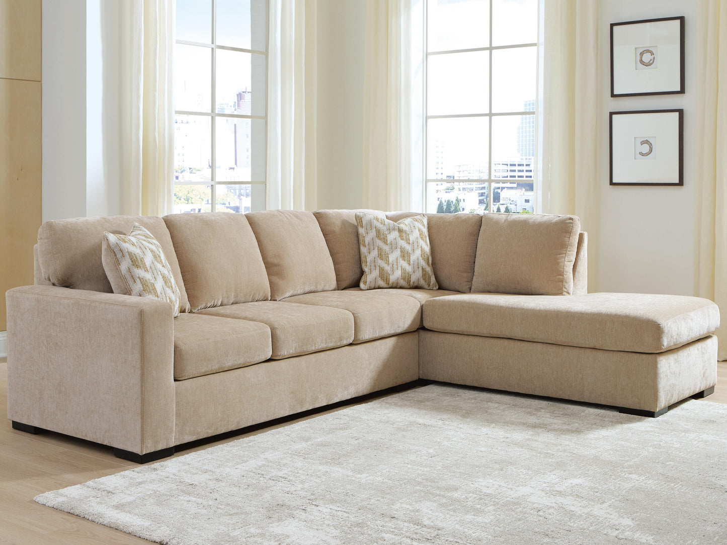 Cape Furniture Outlet - Ashley Furniture - Bridgepoint Sectional - LAF 2-Piece Sectional with Chaise / Almond - PC69507S3