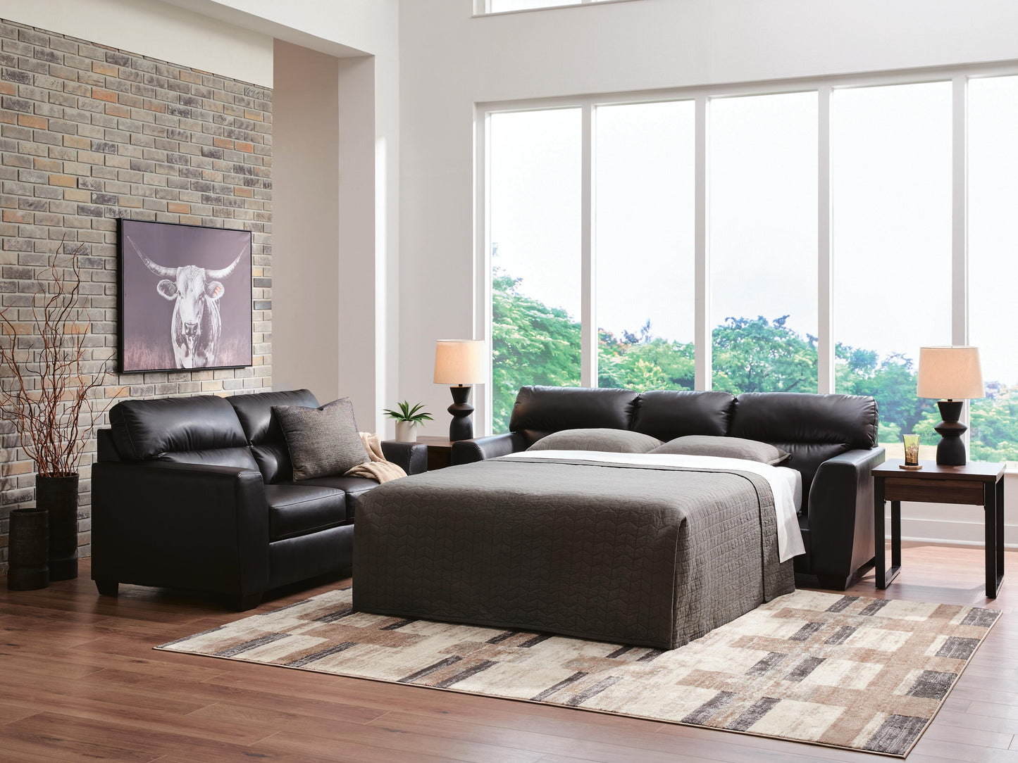 Cape Furniture Outlet - Ashley Furniture - Glennbre Living Room - Queen Sofa Sleeper / Midnight - PC6980439