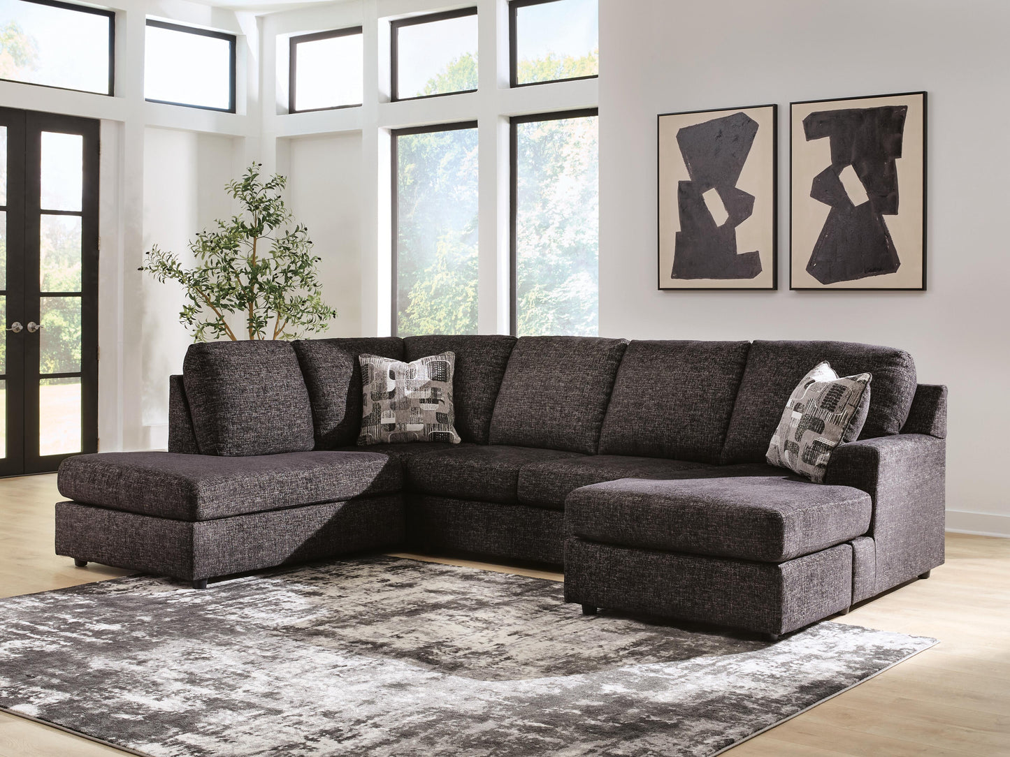Cape Furniture Outlet - Ashley Furniture - Lentiz Sectional - RAF 2-Piece Sectional with Chaise / Onyx - PC73404S1