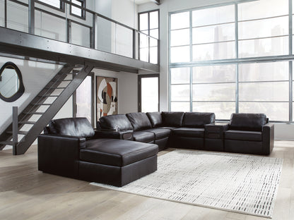 Cape Furniture Outlet - Ashley Furniture - ModMax II Sectional - RAF 8-Piece Sectional with Chaise and Audio Consoles / Black - 74305S47