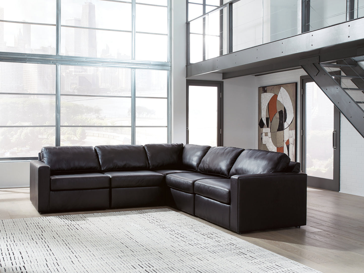 Cape Furniture Outlet - Ashley Furniture - ModMax II Sectional - RAF 5-Piece Sectional / Black - 74305S6