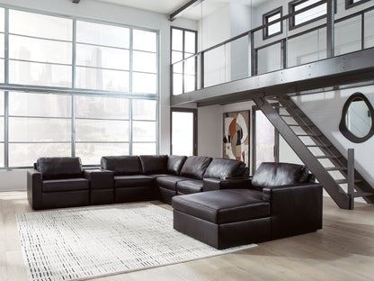 Cape Furniture Outlet - Ashley Furniture - ModMax II Sectional - RAF 8-Piece Sectional with Chaise and Storage Consoles / Black - 74305S42