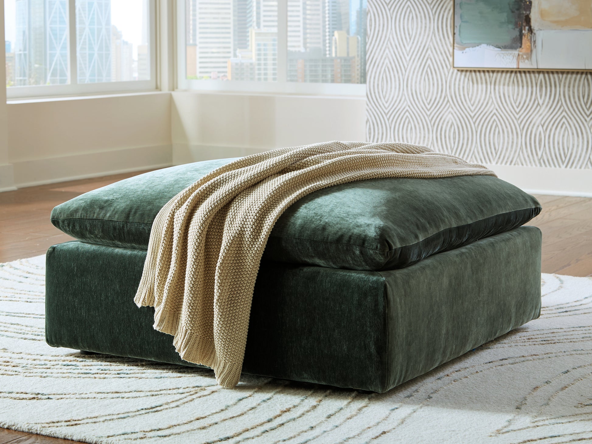 Cape Furniture Outlet - Ashley Furniture - Carriage View Living Room - Oversized Accent Ottoman / Jade - 7800108