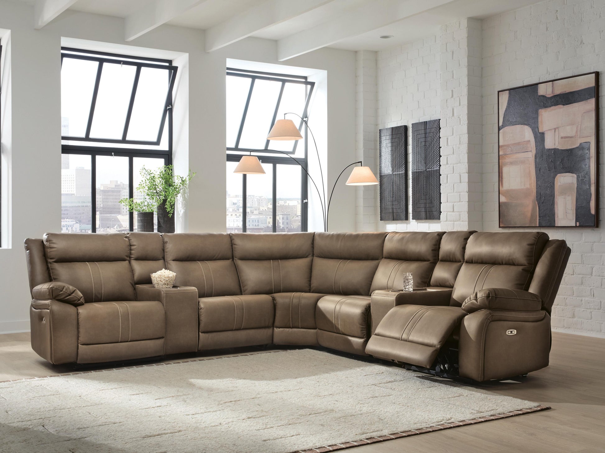 Cape Furniture Outlet - Ashley Furniture - Max-Momentum Sectional - 7-Piece Power Reclining Sectional with Audio Consoles - PC82305S8