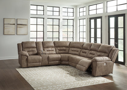 Cape Furniture Outlet - Ashley Furniture - Ravenel Sectional - 4-Piece Power Reclining Sectional / Fossil - 83106S3