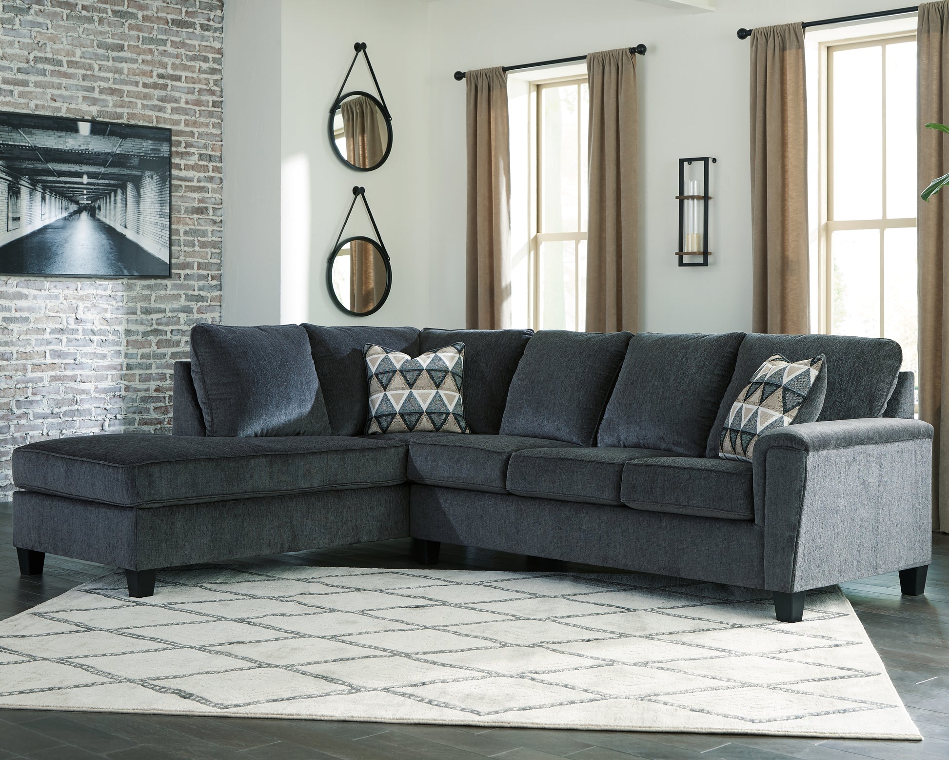 Cape Furniture Outlet - Ashley Furniture - Abinger Sectional - RAF 2-Piece Sectional with Chaise / Smoke - 83905S1