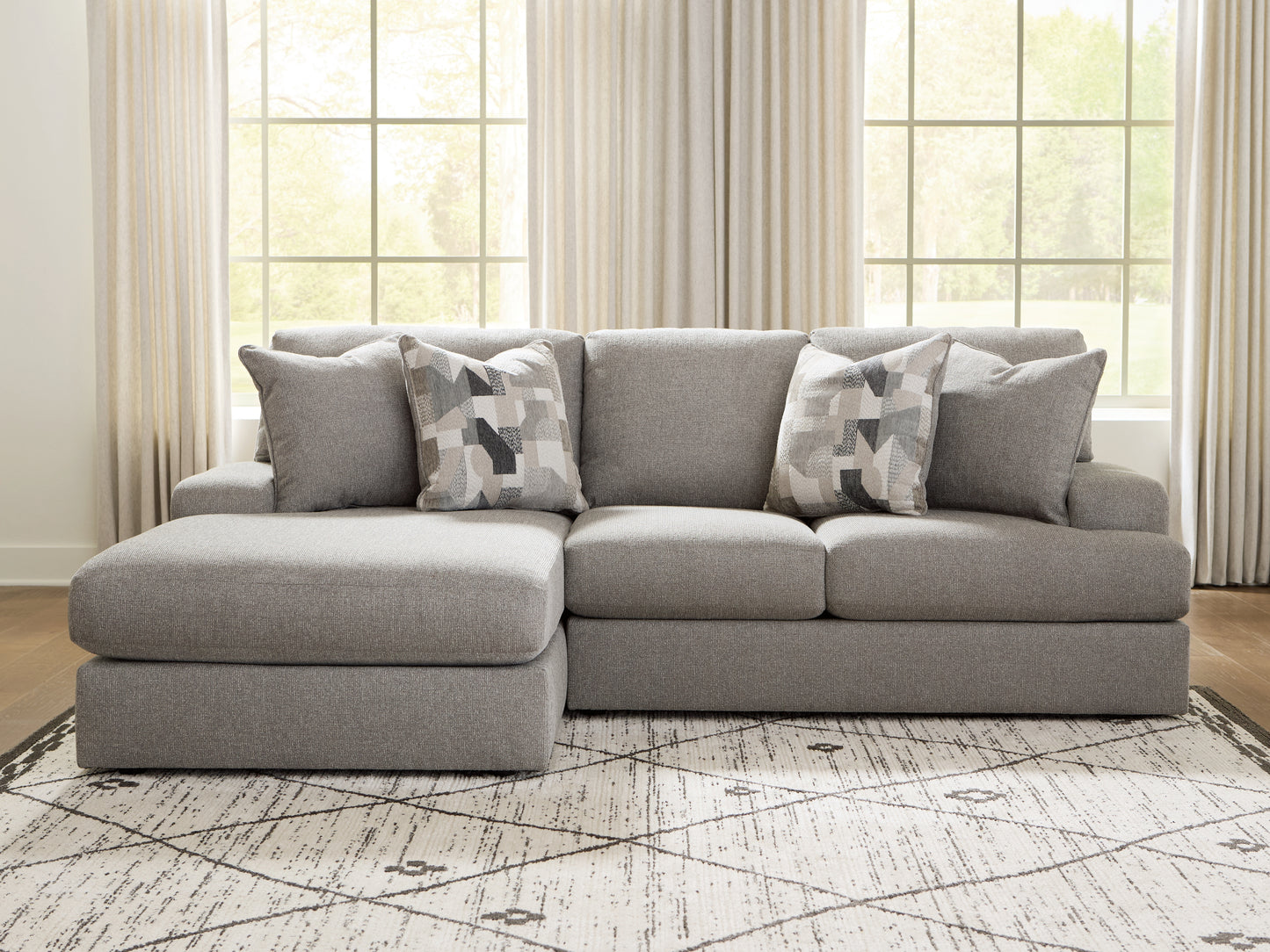 Cape Furniture Outlet - Ashley Furniture - Lindon Sectional - RAF 2-Piece Sectional with Chaise / Smoke - 84704S1