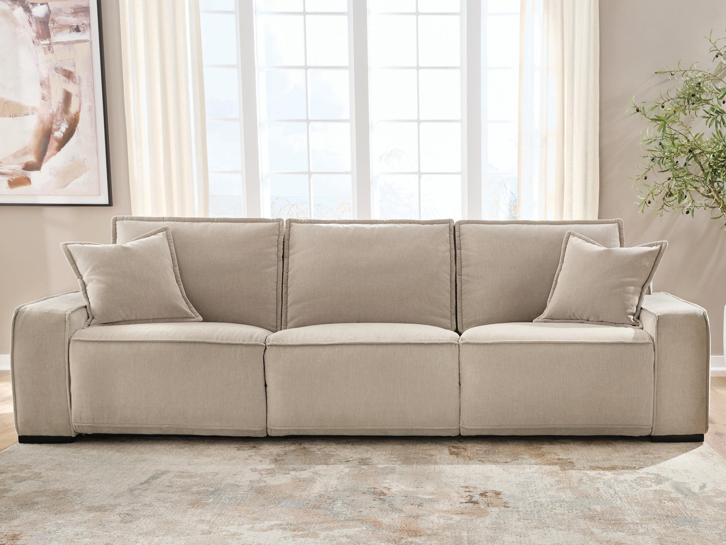 Cape Furniture Outlet - Ashley Furniture - Carceri Sectional - 3-Piece Power Sectional Reclining Sofa / Cashmere - 87003S3