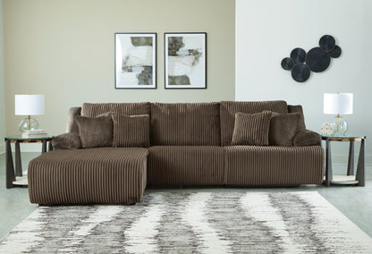 Cape Furniture Outlet - Ashley Furniture - Top Tier Sectional - 3-Piece Reclining Sectional Sofa Chaise / Chocolate - 92705S7