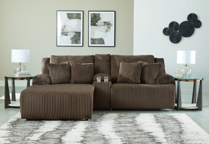Cape Furniture Outlet - Ashley Furniture - Top Tier Sectional - 3-Piece Reclining Sectional Sofa with Chaise / Chocolate - 92705S5