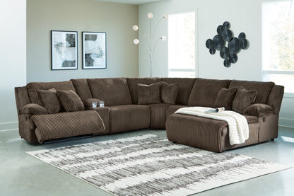 Cape Furniture Outlet - Ashley Furniture - Top Tier Sectional - 6-Piece Reclining Sectional with Chaise / Chocolate - 92705S1