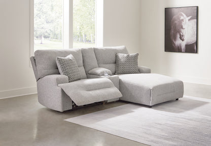 Cape Furniture Outlet - Ashley Furniture - Acklen Place Sectional - 3-Piece Power Reclining Sectional Sofa with Chaise / Pewter - 93605S4