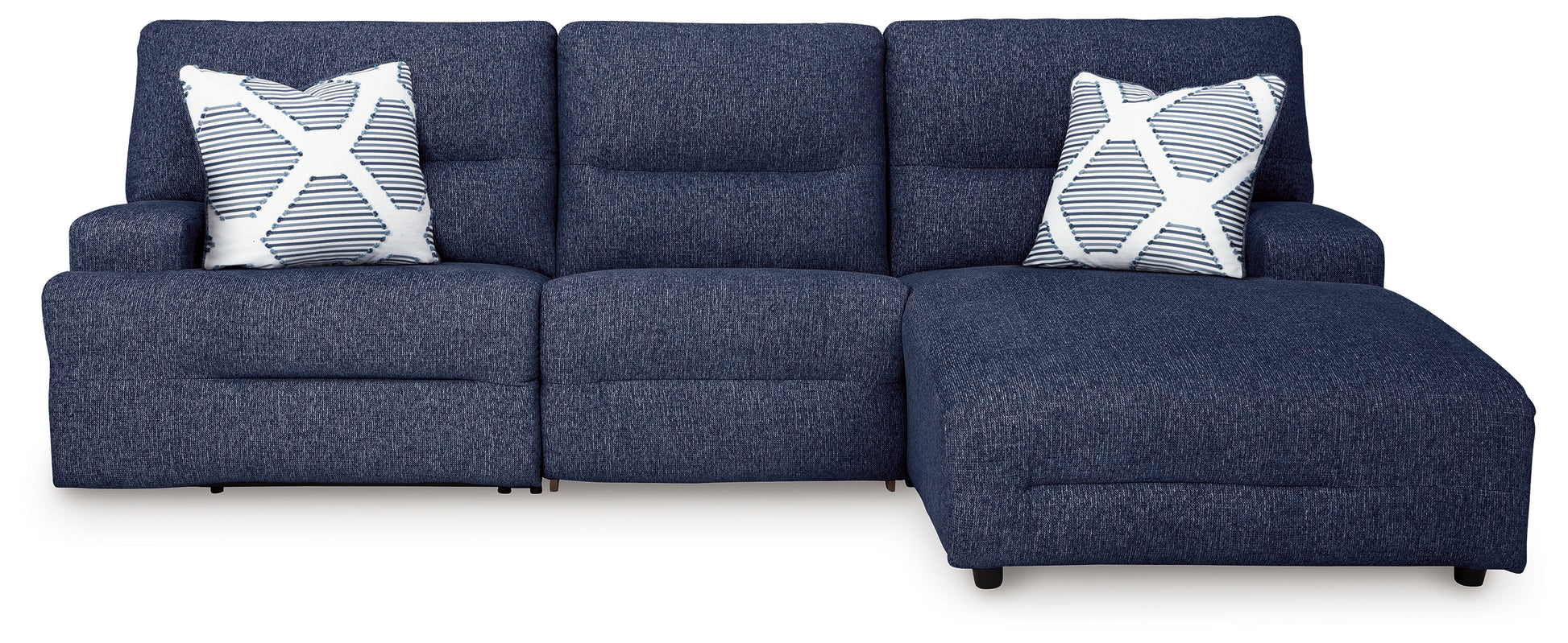 Cape Furniture Outlet - Ashley Furniture - Acklen Place Sectional - 3-Piece Power Reclining Sectional / Navy - 93607S6