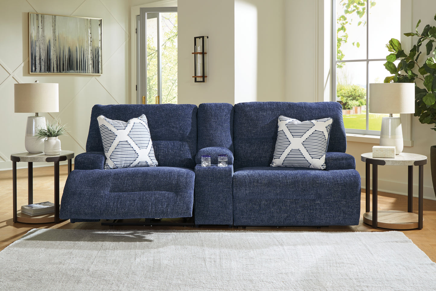 Cape Furniture Outlet - Ashley Furniture - Acklen Place Sectional - 3-Piece Sectional / Navy - 93607S10