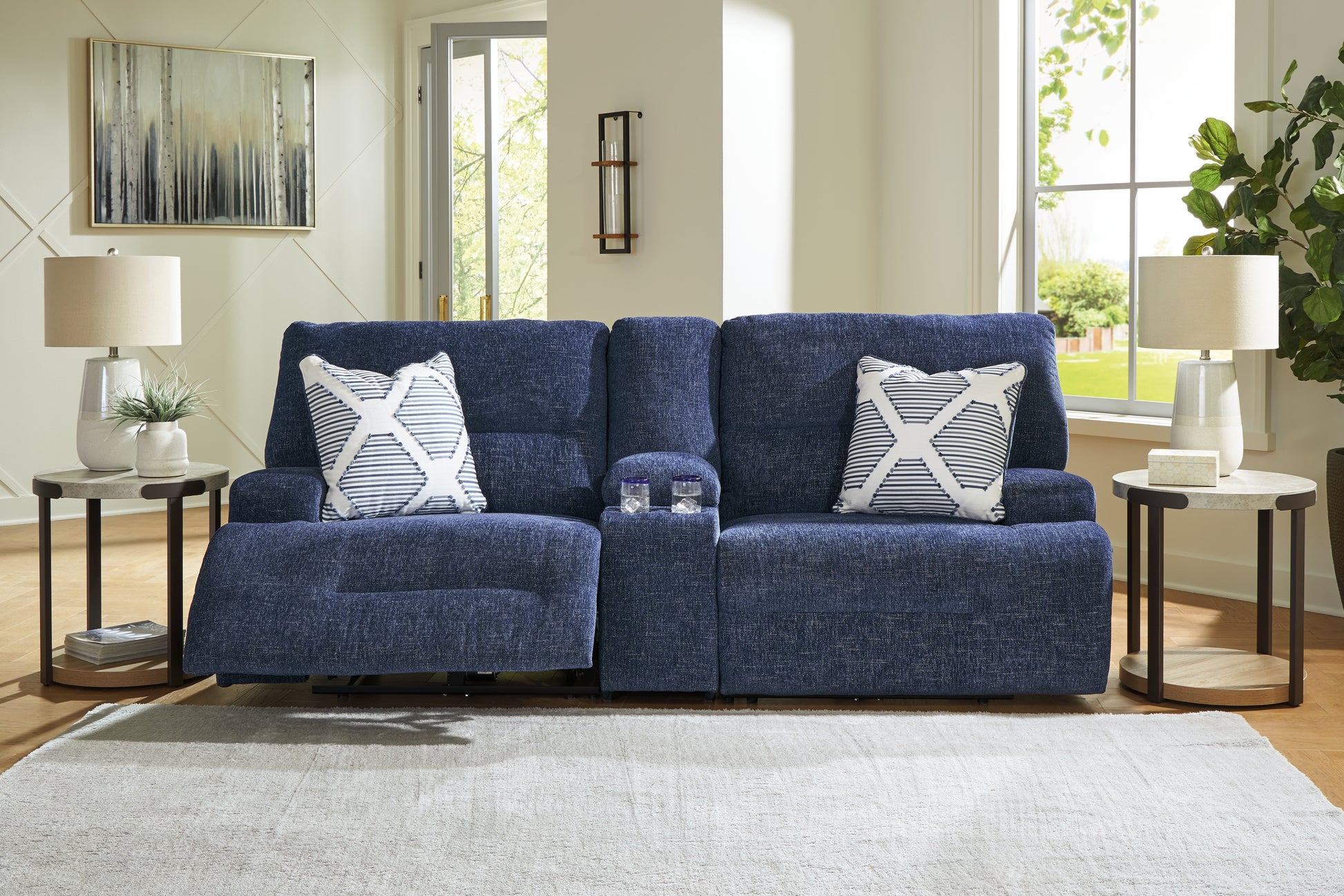 Cape Furniture Outlet - Ashley Furniture - Acklen Place Sectional - 3-Piece Sectional / Navy - 93607S10