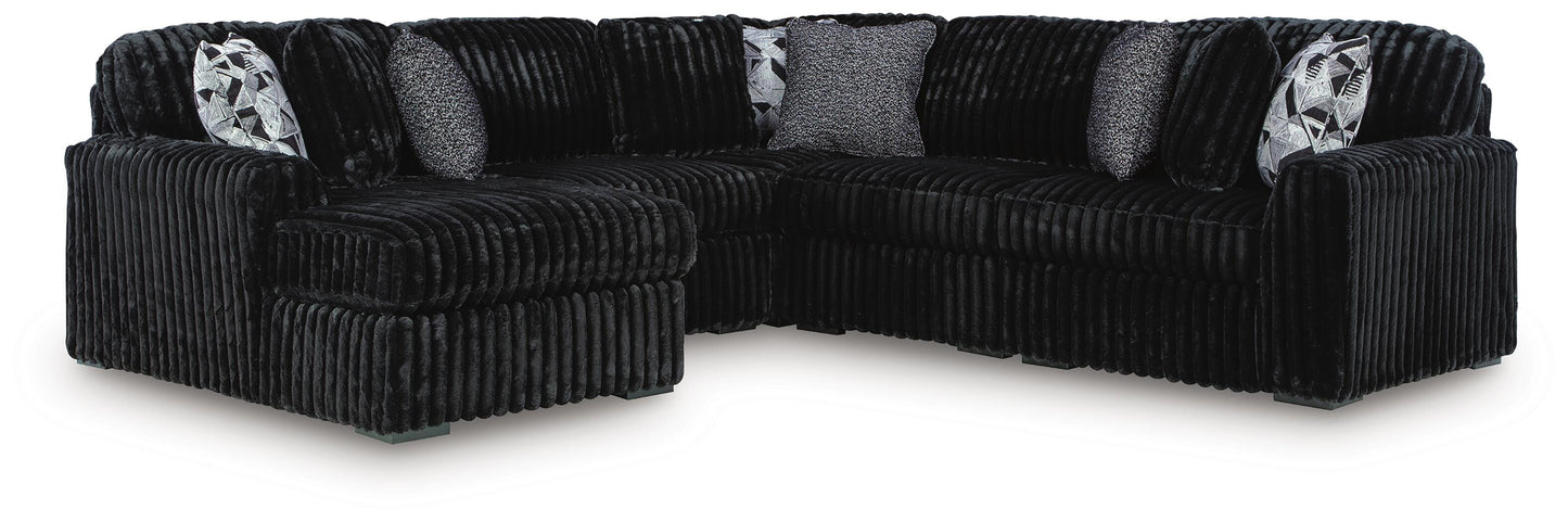 Cape Furniture Outlet - Ashley Furniture - Midnight-Madness Sectional - RAF 5-Piece Sectional with Chaise / Onyx - 98103S21