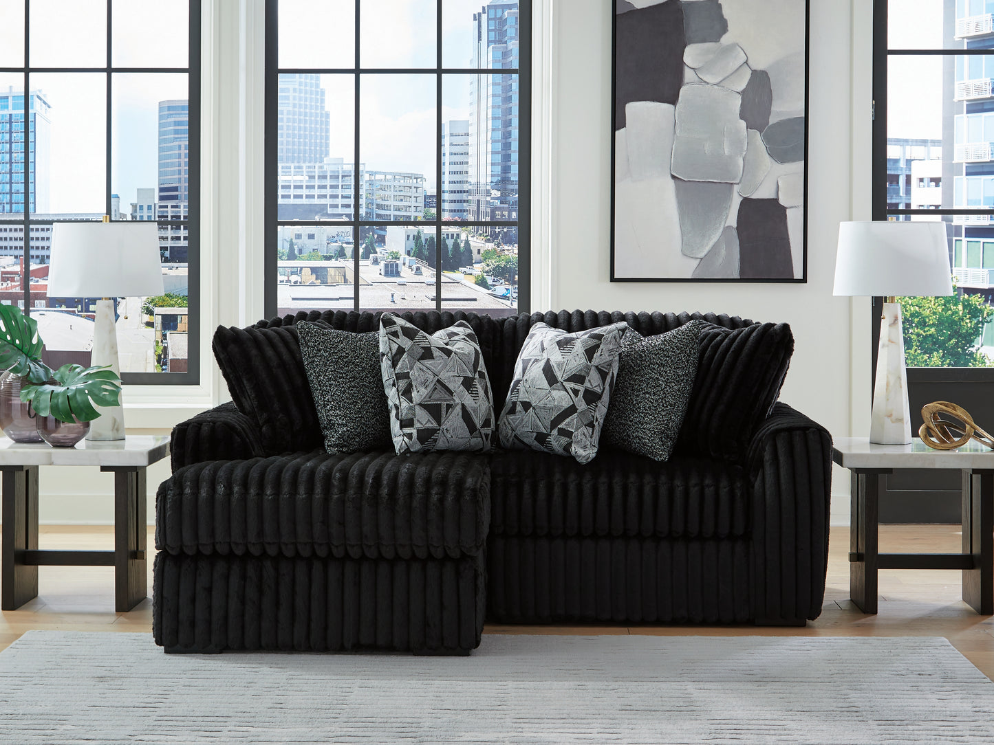 Cape Furniture Outlet - Ashley Furniture - Midnight-Madness Sectional - RAF 2-Piece Sectional with Chaise / Onyx - 98103S13