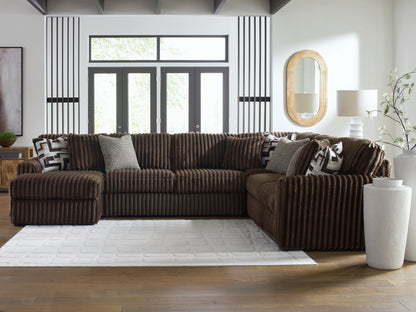 Cape Furniture Outlet - Ashley Furniture - Midnight-Madness Sectional - RAF 4-Piece Sectional with Chaise / Chocolate - 98104S4