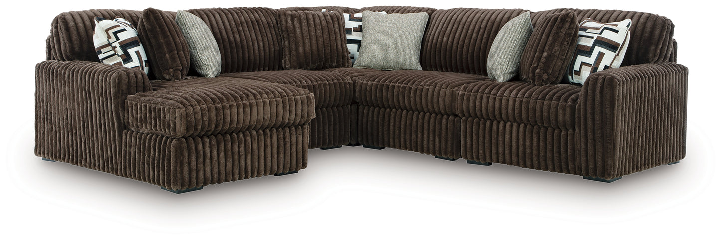 Cape Furniture Outlet - Ashley Furniture - Midnight-Madness Sectional - RAF 5-Piece Sectional with Chaise / Chocolate - 98104S21