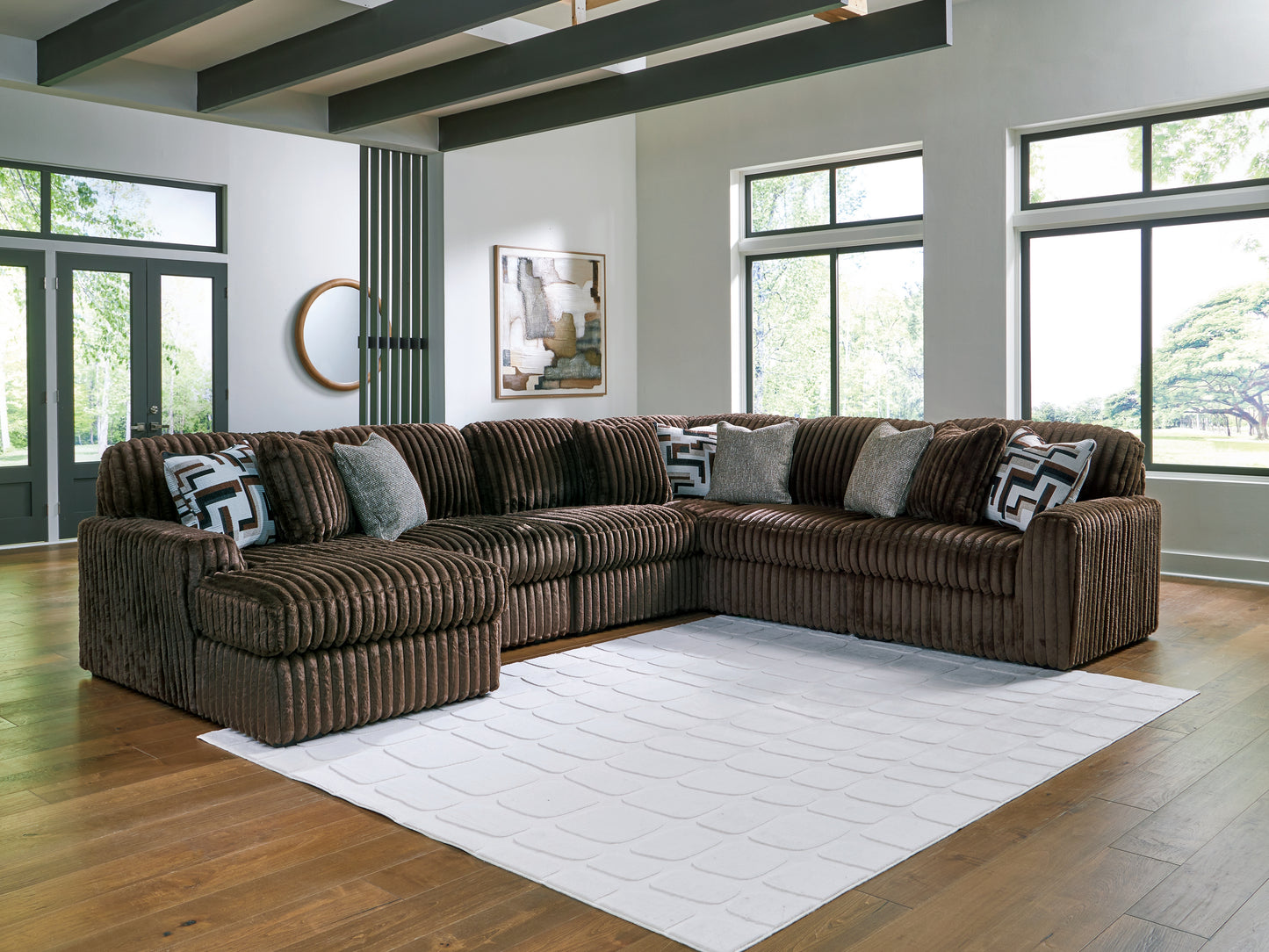 Cape Furniture Outlet - Ashley Furniture - Midnight-Madness Sectional - RAF 6-Piece Sectional with Chaise / Chocolate - 98104S23