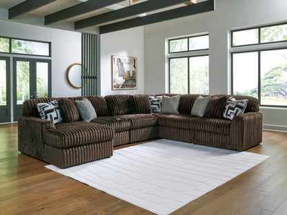 Cape Furniture Outlet - Ashley Furniture - Midnight-Madness Sectional - RAF 6-Piece Sectional with Chaise / Chocolate - 98104S23