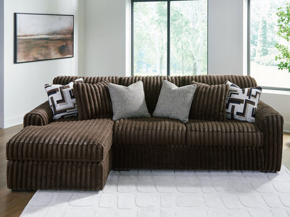 Cape Furniture Outlet - Ashley Furniture - Midnight-Madness Sectional - RAF 2-Piece Sectional Sofa with Chaise / Chocolate - 98104S1