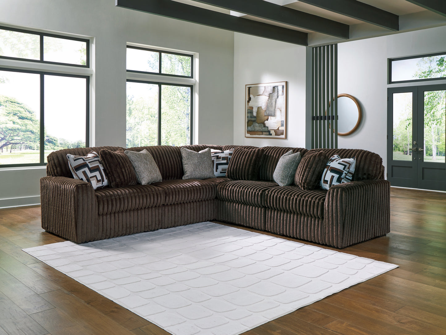 Cape Furniture Outlet - Ashley Furniture - Midnight-Madness Sectional - RAF 5-Piece Sectional / Chocolate - 98104S26