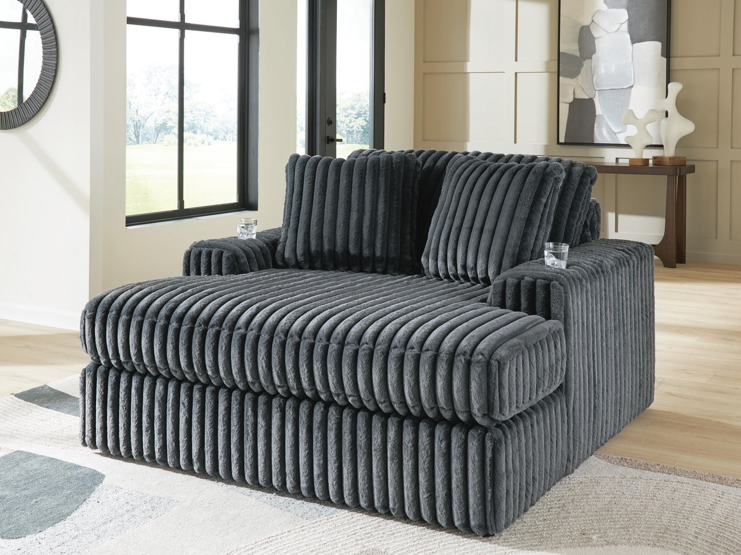 Cape Furniture Outlet - Ashley Furniture - Midnight-Madness Living Room - Oversized Chaise / Gunmetal - 9810515