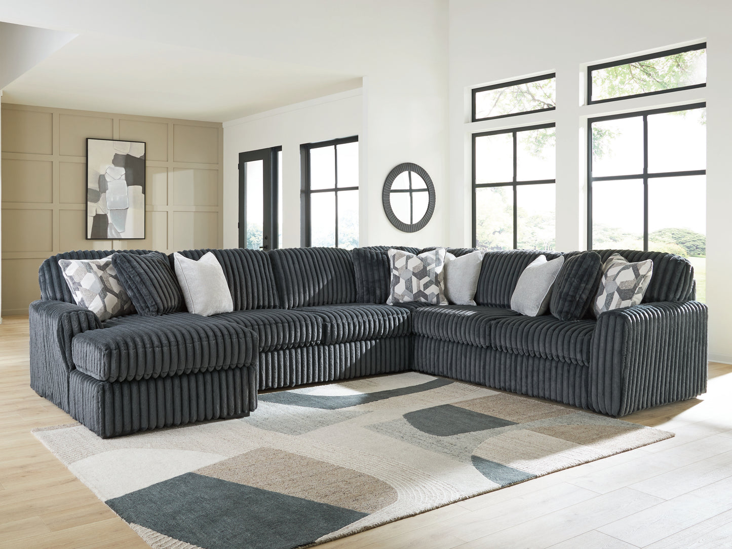 Cape Furniture Outlet - Ashley Furniture - Midnight-Madness Sectional - RAF 4-Piece Sectional with Chaise / Gunmetal - 98105S1