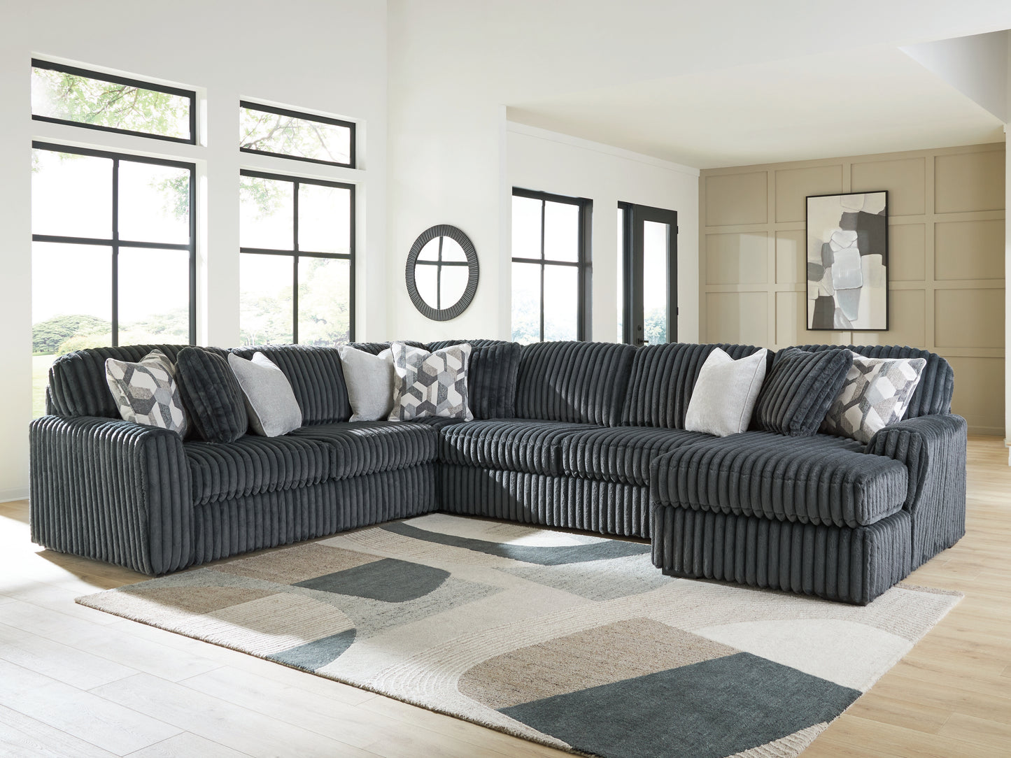 Cape Furniture Outlet - Ashley Furniture - Midnight-Madness Sectional - LAF 4-Piece Sectional with Chaise / Gunmetal - 98105S2