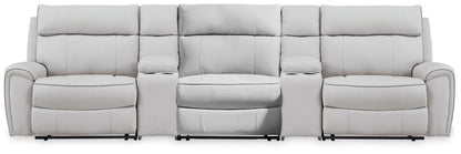 Cape Furniture Outlet - Ashley Furniture - Social Pointe Sectional - 5-Piece Reclining Sectional with Storage Consoles / Pearl/Ash - PC98802S39