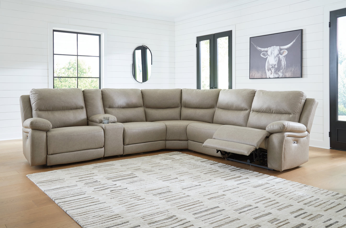 Cape Furniture Outlet - Ashley Furniture - Narwhal Place Sectional - 6-Piece Power Reclining Sectional / Pebble - PC99201S10