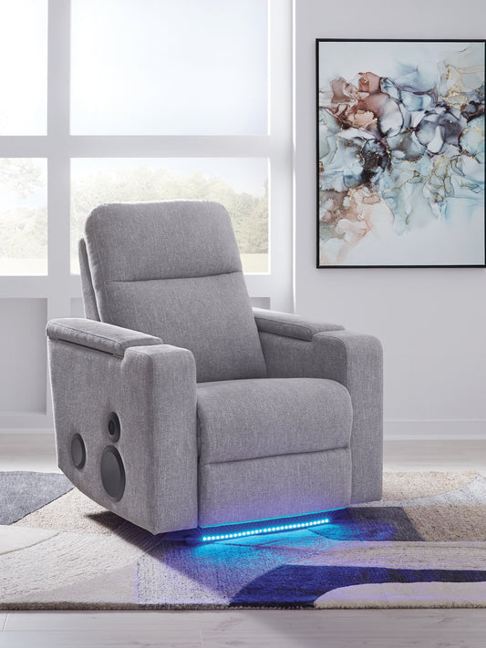 Cape Furniture Outlet - Ashley Furniture - Pineland Living Room - Glider PWR REC w/Audio System / Pewter - PC9930642A