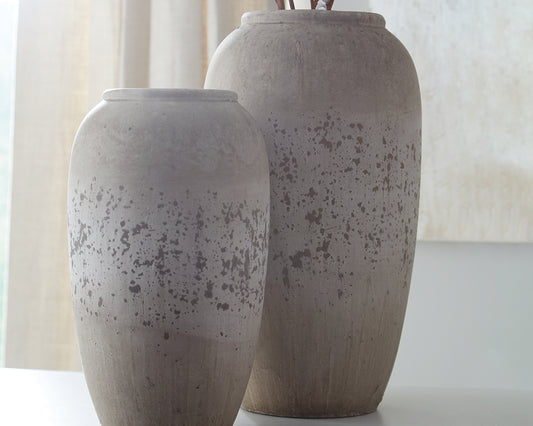 Cape Furniture Outlet - Ashley Furniture - Dimitra Vase - Vase Set (Set of 2) / Brown/Cream - A2000110