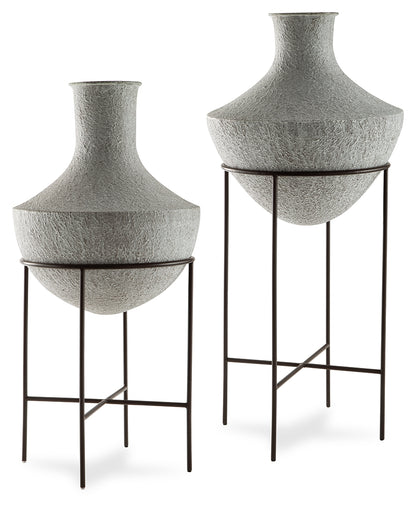 Cape Furniture Outlet - Ashley Furniture - Estonbank Vase - Vase Set / Distressed Cream - A2000747A1
