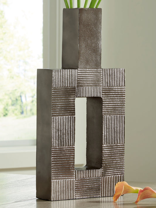 Cape Furniture Outlet - Ashley Furniture - Wrengrove Vase - Vase / Antique Nickel Finish - A2000754
