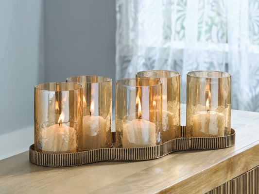 Cape Furniture Outlet - Ashley Furniture - Evereton Candle Holder - Candle Holder / Antique Gold Finish - A2000856