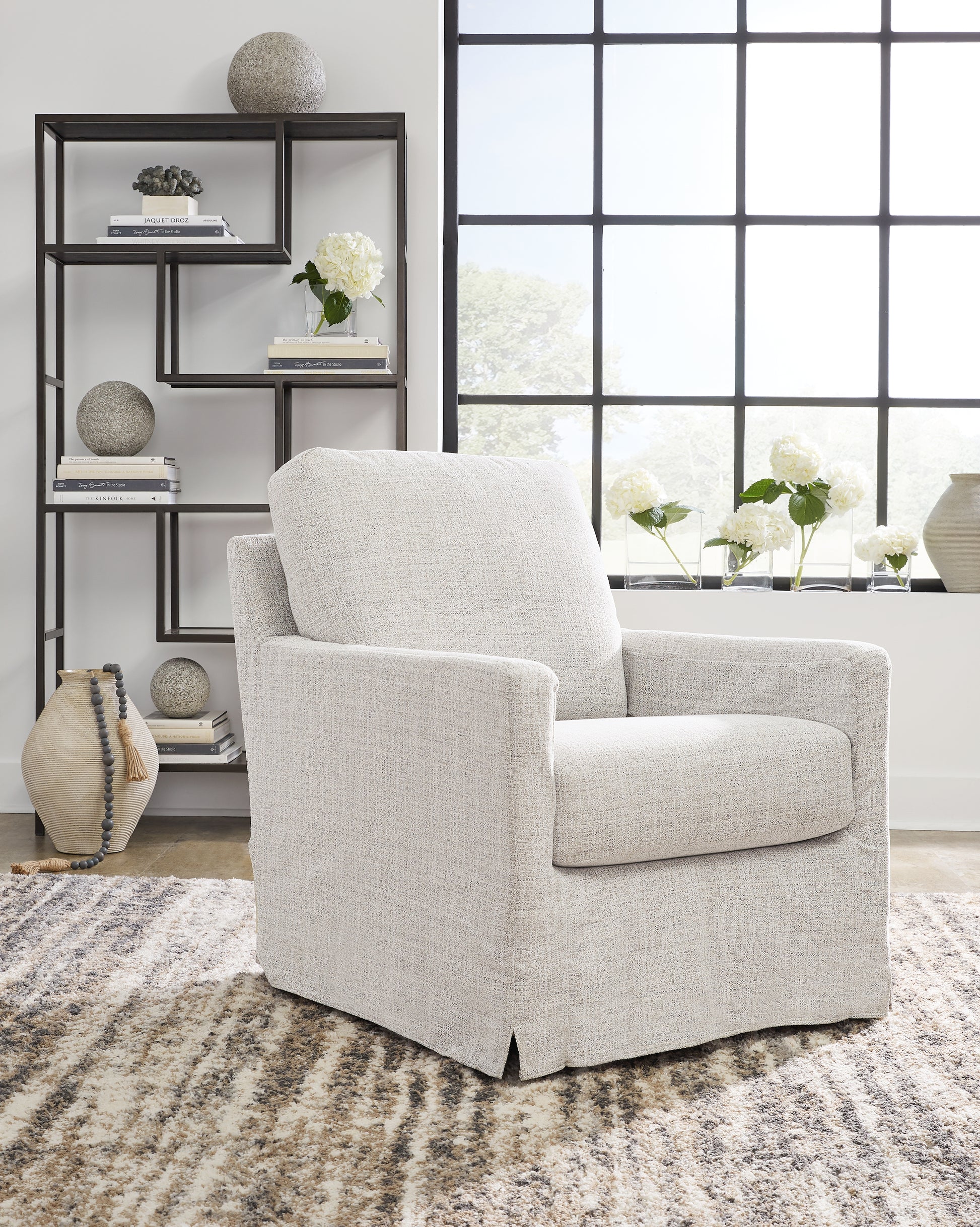 Cape Furniture Outlet - Ashley Furniture - Nenana Next-Gen Nuvella Swivel Glider Accent Chair - Swivel Glider Accent Chair / Stone - A3000644